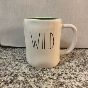 Rae Dunn “wild” mug. White outside, green inside. Limited edition